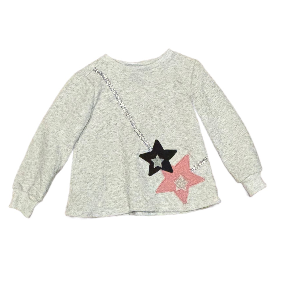 KIDS HEADQUARTERS GIRLS CREW NECK GRAY STAR SWEATER 6X